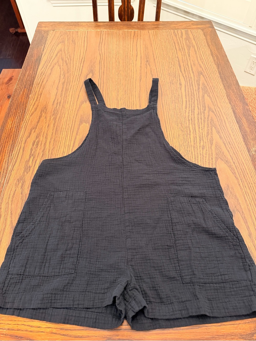 Cupshe Black Cotton Gauze Short Overalls Romper